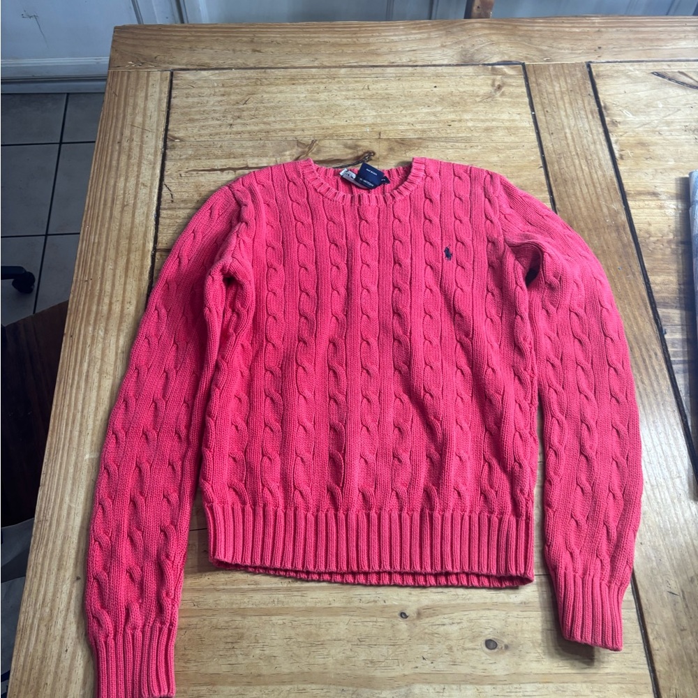 Women's Pink Cable Knit Sweater